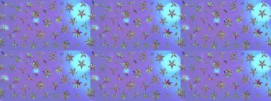 Raster illüstrasyonu. Küçük çiçekli şirin bir desen. Çiçek ve yapraklı çiçek deseni.