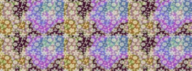 Renkli Bahar Teması eskiz kalıbı. Raster illüstrasyonu. Çiçek deseni. Chichi 'nin kumaş kalıbını çiz. Düz Çiçek Elementleri Tasarımı.