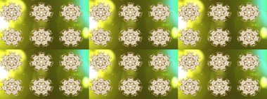 Kar taneleri, kar yağışı. Renkli bir arka planda izole edilmiş güzel altın kar taneleri. İllüzyon. Düşen Noel stilize kar taneleri.