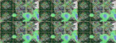 Renkli Bahar Temalı Kusursuz Arkaplan. Düz Çiçek Elementleri Tasarımı. Sevimli çiçek raster deseni. Yeşil renkte çiçekler.