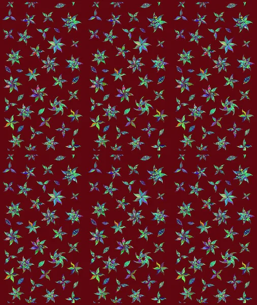 Kırmızı renkte çiçekler. Raster illüstrasyonu. Asya tekstil tarzında. Çiçek desenli çizim. Raster illüstrasyonu.