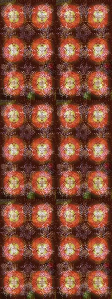 Kahverengi, turuncu ve pembe renklerde. Raster illüstrasyonu. Çiçekli güzel suluboya desen.