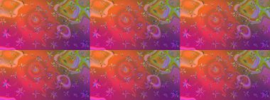 Şirin çiçekli eskiz deseni ve mor ve pembe renkli yapraklar, suluboya çiçek deseni, duvar kağıdı, kart ya da kumaş için fayanslı. Raster illüstrasyonu.