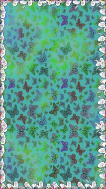 Güzel, pürüzsüz kelebek yineleme dokusu kontrastlı sırt katmanında izole edilmiş. Korunmak için vahşi yaşam böcekleri için arka plan. Raster tasarımı. Doğa kelebeği temayı mavi, yeşil ve nötr renklerle tekrarlar