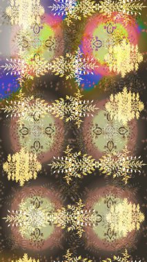 Kahverengi, bej ve nötr renklerde yaz çiçekleri. Raster illüstrasyonu. Raster çiçek desenli ve çiçekli..