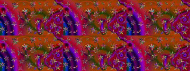 Renkli Bahar Teması eskiz kalıbı. Raster illüstrasyonu. Taslak desenli, modaya uygun kumaş deseni. Şirin çiçek elementleri. Düz Çiçek Elementleri Tasarımı.