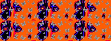 Kelebek deseni. Duvar kağıtları, giysiler, erkekler ve kızlar için soyut çizim kalıbı. Karala, karala, karala. Raster..