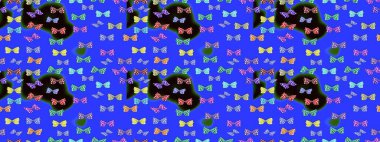 Mavi ve siyah kelebek deseni. Parmak izi dokuları için sevimli kelebek çizimi deseni. Giysi tasarımı için dekor arka planı. Raster illüstrasyonu.