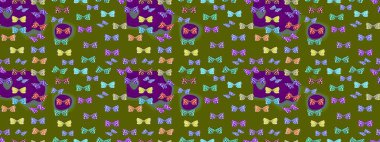 Kelebek deseni yeşil ve mor. Kumaş, kağıt, ambalaj kâğıdı ve duvar kağıdı tasarımı için harika bir arka plan. Robot resim. Raster..