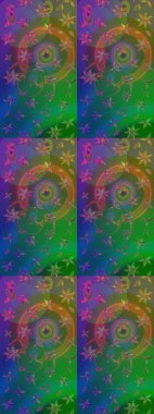 Çizim çiçek deseni duvar kâğıdı olarak kullanılabilir. Yeşil ve mavi renkte çiçekler. Raster illüstrasyonu.