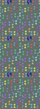 Tekrarlanan kelebekler. Elle çizilmiş sevimli kız çizimi. Çizim, karalama, karalama. Sonsuz. Raster illüstrasyonu.