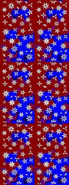 Renkli Yaz Temalı eskiz kalıbı. Düz Çiçek Elementleri Tasarımı. Kırmızı ve mavi renkte çiçekler. Raster illüstrasyonunda çiçek deseni çizimi.