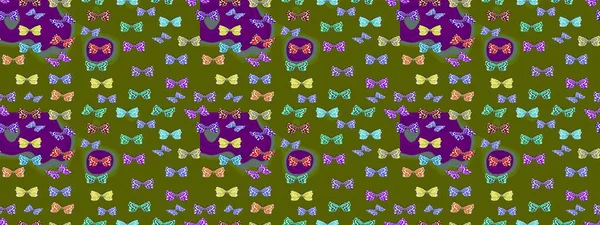 Kelebek deseni yeşil ve mor. Kumaş, kağıt, ambalaj kâğıdı ve duvar kağıdı tasarımı için harika bir arka plan. Robot resim. Raster..