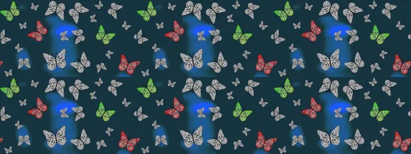 Raster Kelebekleri deseni. Soyut eskiz arka planı. Güzel bir kumaş tasarımı. Mavi ve gri renkler üzerine resim.