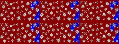 Raster illüstrasyonu. Raster illüstrasyonu. Kırmızı renkte çiçekler. Asya tekstil tarzında. Çiçek desenini çiz.