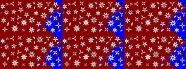 Raster illüstrasyonundaki çiçek desenli çizim. Güzel kumaş deseni. Raster illüstrasyonu. Kırmızı renklerde.