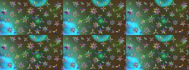 Çiçek buketleriyle klasik bir eskiz şekli. Yeşil renklerde. Raster illüstrasyonu.