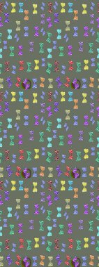 Renkli kelebeklerin eskiz geçmişi. Ambalajlar, duvar kağıtları, kumaş tasarımı ve kağıt için güzel bir arka plan. Gri ve nötr üzerindeki sevimli kelebekler. Raster illüstrasyonu.