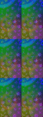 Raster illüstrasyonundaki çiçek desenli çizim. Yeşil ve mavi renkte çiçekler. Renkli Bahar Teması eskiz kalıbı. Düz Çiçek Elementleri Tasarımı.