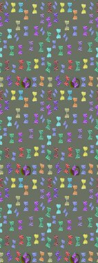 Renkli kelebeklerin eskiz geçmişi. Ambalajlar, duvar kağıtları, kumaş tasarımı ve kağıt için güzel bir arka plan. Gri ve nötr üzerindeki sevimli kelebekler. Raster illüstrasyonu.