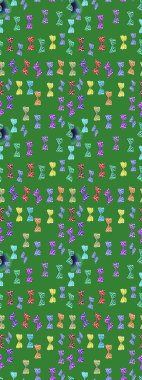 Parlak kelebeklerin eskiz geçmişi. Güzel renkli kelebekler yeşil ve nötr renklerde kaotik bir şekilde uçarlar. Uçan güvelerle çok renkli bir arka plan çiz. Kumaş, kağıt ve ambalaj için uygun. Raster.