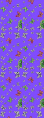 Sevimli kelebekler. Raster geleneksel halk güzel dekoru menekşe ve gri arka plan giyim tasarımı için.