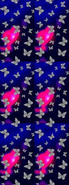 Kelebekli çizim şekli. Erkekler, kızlar, elbiseler, duvar kağıtları için soyut çizim kalıbı. Çizim, karalama, karalama. Sonsuz. Raster illüstrasyonu.