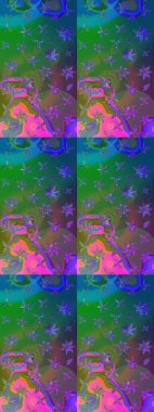 Çiçekli yumuşak bir eskiz şekli. Raster çiçekleri klasik tarzda çizilmiş. Yumuşak, bahar çiçekleri yeşil ve mavi renklerde. Raster illüstrasyonu.