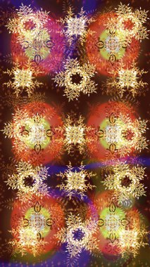 Düz kar karalama ikonları, kar taneleri kahverengi, turuncu ve sarı renkli siluetler noel afişleri, kartlar. Güzel soyut kar taneleri raster tasarımı. Yeni yıl kar tanesi.