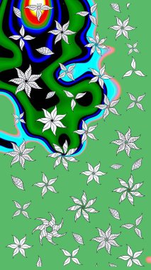 Raster illüstrasyonu. Yeşil renklerde. 3D çiçekler, çizim.