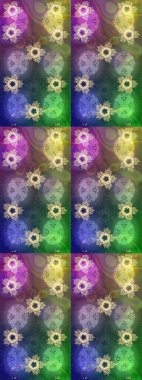 Raster illüstrasyonu. Güzel kar tanesi. Soyut kış yeşili, nötr ve mavi süs. Yuvarlak raster kar tanesi. Renkli arka planda izole tatlı kar taneleri.