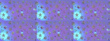 Raster illüstrasyonu. Küçük çiçekli şirin bir desen. Çiçek ve yapraklı çiçek deseni.