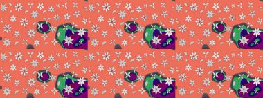 Çiçekli bahar çiçekleri. Moda baskıları için zarif bir şablon. Robot resim. Küçük çiçekte güzel bir desen. Motley illüstrasyonu. Küçük renkli çiçekler..