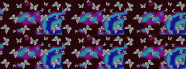 Doğa kelebeğinin yüksek kalitesi. Su rengi filtreleme efektiyle kahverengi ve mavi üzerine resimler. Raster illüstrasyonu. Klasik tarzda..