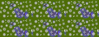 Modaya uygun kumaş deseni. Düz Çiçek Elementleri Tasarımı. Sevimli çiçek raster deseni. Renkli Yaz Teması çizim şablonu.