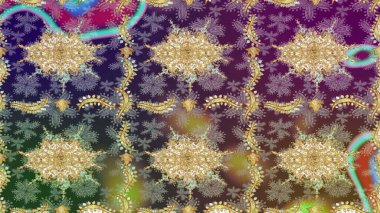 Süslü raster dekorasyonu. Altın elementlerle nötr renklerde altın desen. Barok biçiminde duvar kağıdı tasarımı için şablon çizimi arkaplanı.