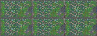 Tekstil, duvar kâğıtları, web sayfası arkaplanları ve yüzey dokuları için mükemmel. Yeşil renkli şirin kelebek deseni. Raster illüstrasyonu. Tropikal temada kelebek çiçek deseni.