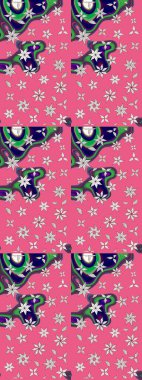 Şirin çiçekli eskiz deseni ve pembe ve nötr renklerde yapraklar, suluboya çiçek deseni, duvar kağıdı, kart ya da kumaş için fayanslı. Raster illüstrasyonu.