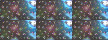 Raster illüstrasyonundaki çiçek desenli çizim. Gri ve mavi renklerde. Güzel kumaş deseni. Raster illüstrasyonu.