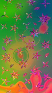 Raster güzel bir çiçek deseni çizmiş. Bahar mevsimi. Tatil havası. Nazik romantik baskı. Yeşil ve pembe renkte çiçekler.