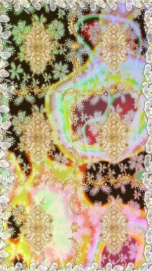 Klasik raster şablonu. Tarafsız ve altın desenli. Tekrarlayan ögelerle kusursuz soyut arkaplan.