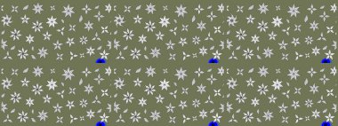 Raster deseni. Bahar çiçekleri dallı desen, yeşil renkler çiçekli siluet.