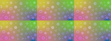 Renkli Yaz Temalı eskiz kalıbı. Sevimli çiçek raster deseni. Tarafsız ve yeşil renklerde çiçekler. Düz Çiçek Elementleri Tasarımı.