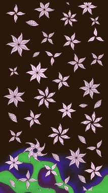 Güzel kumaş deseni. Kahverengi renklerde. Raster illüstrasyonu. Raster illüstrasyonunda çiçek deseni çizimi.