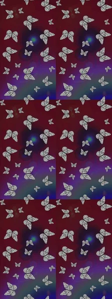 Kelebek yineleme dokusunun güzel çizimi karşıtlık katmanında izole edilmiş. Doğa kelebeği temasını kahverengi ve mor renklerle tekrarlıyor. Korunmak için vahşi yaşam böcekleri için arka plan. Raster illüstrasyonu.