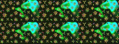 El çizimi çiçek çizimi deseni (fayans). Tekstil için suluboya eskiz deseni. Şirin çiçekleri, desenleri, gri ve yeşil renkleri olan renkli çizim deseni.