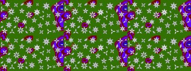 Çiçek desenli çizim. Düz Çiçek Elementleri Tasarımı. Asya tekstil tarzında. Renkli Bahar Teması eskiz kalıbı. Raster illüstrasyonu. Güzel kumaş deseni.