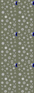 Raster illüstrasyonu. Renkli Bahar Teması eskiz kalıbı. Düz Çiçek Elementleri Tasarımı. Yeşil ve beyaz renkte zarif çiçekler, suluboya..