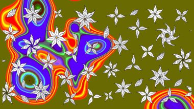 Raster. Kahverengi renkte güzel çiçekler, suluboya desenli eskiz deseni, duvar kağıdı, kart veya kumaş için fayanslı..