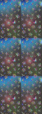 Raster illüstrasyonu. Gri ve mavi renkte çiçekler. Çizim çiçek deseni duvar kağıdı için kullanılabilir.